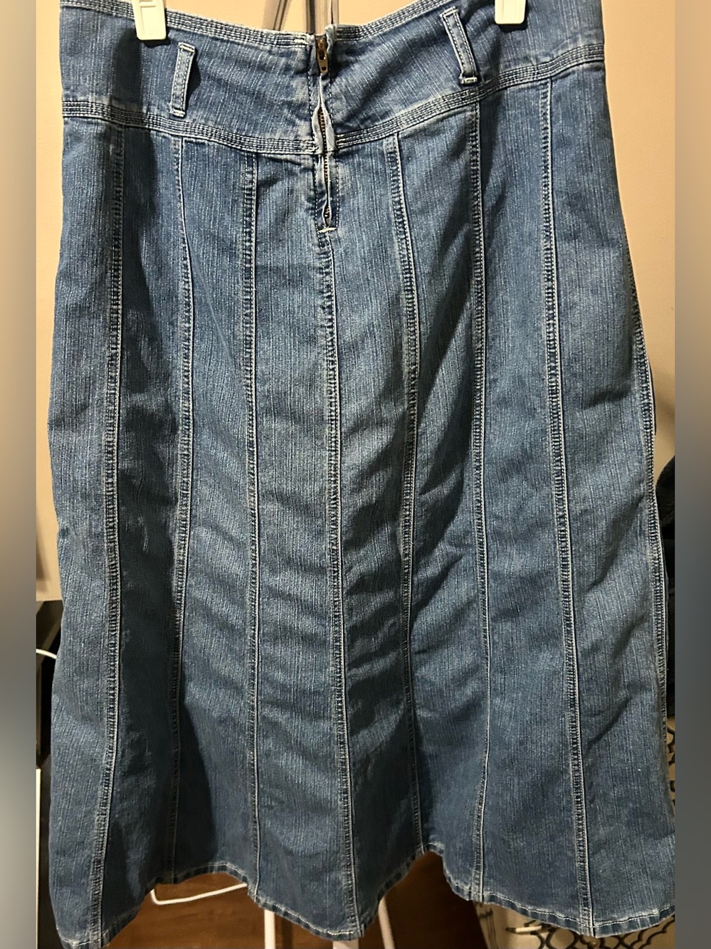 High-Waist Light Blue Denim Maxi Skirt